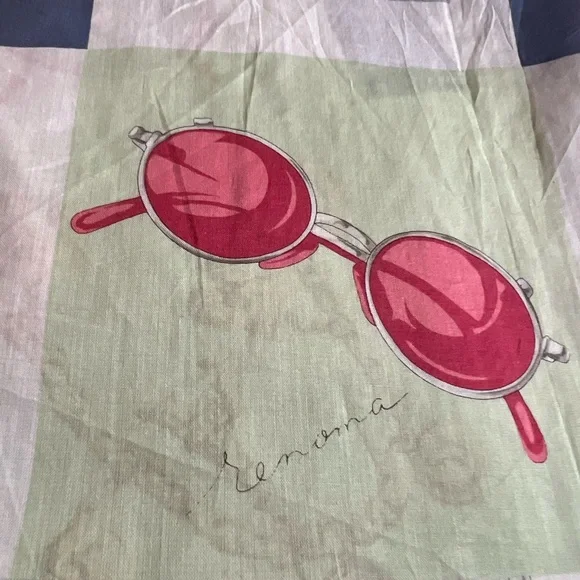 Renoma Paris Vintage Scarf Watches Table Oclock Eye Glass Print 21@x21” - Picture 10 of 11